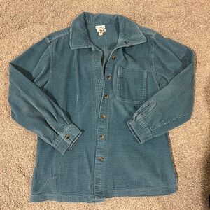 Vintage Turquoise Teal LL Bean Corduroy Button Up
